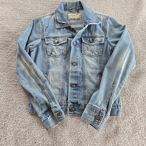 Aéropostale Jackets & Blazers - Aeropostale Denim Jacket Women's Small M Distressed Washed Crop Festival Y2K 90s